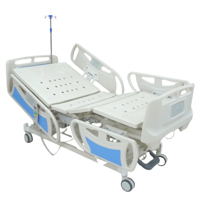 KW 338 - IMPORTED 5 FUNCTION ELECTRIC COT WITH ABS SIDE RAILS, BATTERY BACKUP & PANEL OPERATED , HOSPITAL BED , ICU BED