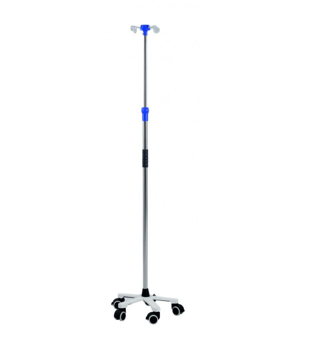 KW 465 - IMPORTED IV STAND STAINLESS STEEL 5 LEG WITH WHEELS