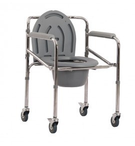 KW 696 GREY  COMMODE CHAIR WITH WHEELS