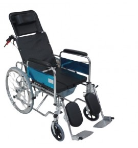 KW 609GCUJ - WHEELCHAIR RECLINING COMMODE (U-CUT) WITH BRAKE ASSIST