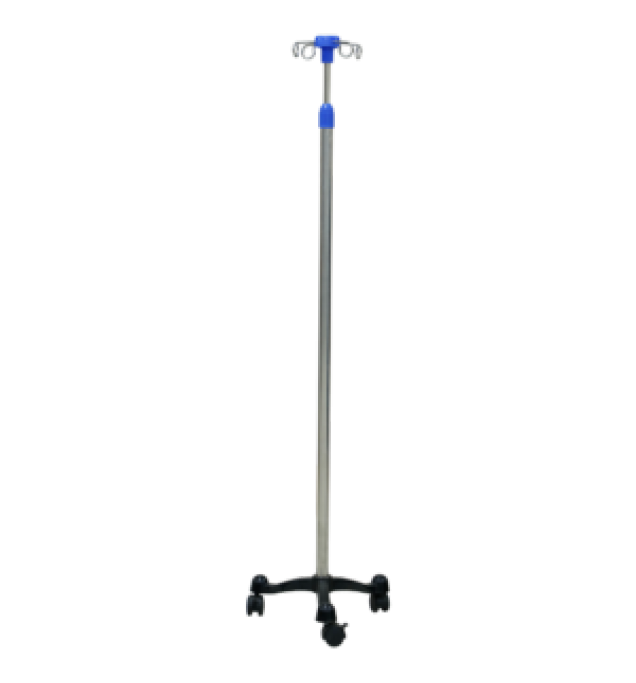 KW 466 - IMPORTED IV STAND STAINLESS STEEL 3 LEG WITH WHEELS