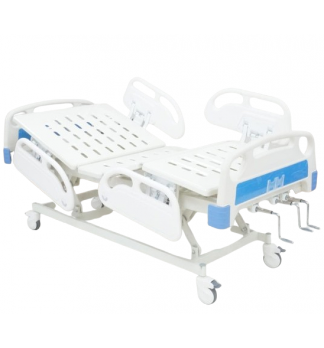 KW 340 - IMPORTED 3 FUNCTION MANUAL COT WITH ABS RAILINGS, HOSPITAL BED