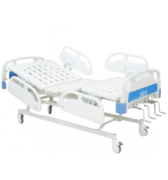 KW 341 - IMPORTED 5 FUNCTION MANUAL COT WITH ABS RAILINGS, HOSPITAL BED 