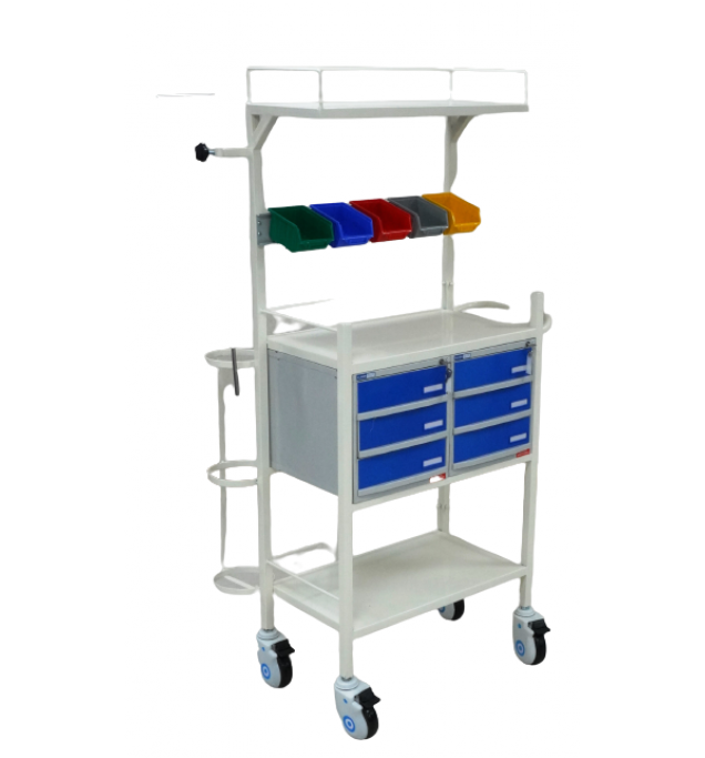 KW 539 (MS) - CRASH CART/EMERGENCY TROLLEY POWDER COATED