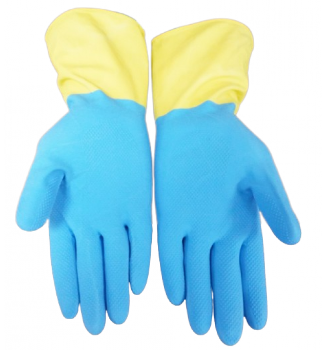 KW 543 (H-BY) - KITCHEN GLOVES HEAVY - BLUE&YELLOW