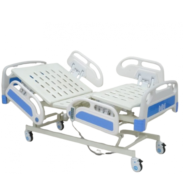 KW 252 - IMPORTED 5 FUNCTION ELECTRIC COT WITH ABS SIDE RAILS , HOSPITAL BED  , ICU BED 