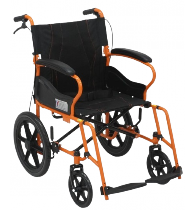 KW 9118TF - WHEELCHAIR PREMIUM WITH BRAKE ASSIST, FOOTREST REMOVABLE & 16" REAR WHEELS