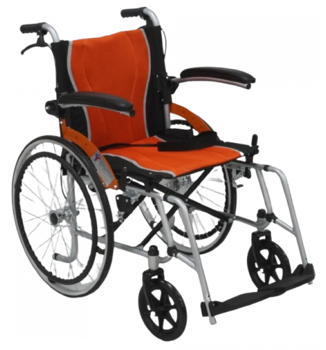 KW 9119F - WHEELCHAIR PREMIUM WITH BRAKE ASSIST, ARMREST FLIPUP & FOOTREST REMOVABLE